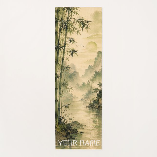 Tapete De Yoga Névoa de bambu salgueiro (Frente)