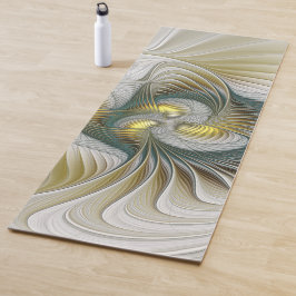 Tapete De Yoga Nobre Ouro Teal Abstrato Fantasy Arte Fractal
