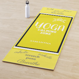 Tapete De Yoga Nome Branco Amarelo
