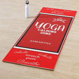 Tapete De Yoga Nome Branco Vermelho