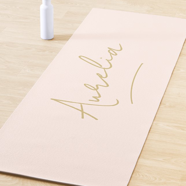 Tapete De Yoga Nome da assinatura Mínimo Dourado Rosa Espelho Sim (Criador carregado)