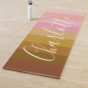 Tapete De Yoga Nome das faixas Geométricas Rosa e Terracotta Boh