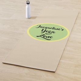 Tapete De Yoga Nome do Círculo Verde Amarelo Bege