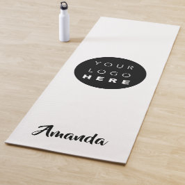 Tapete De Yoga Nome do logotipo Empresa Promocional branco preto