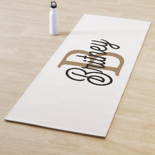 Tapete De Yoga Nome do Monograma Elegante Moderno Script Dourado 
