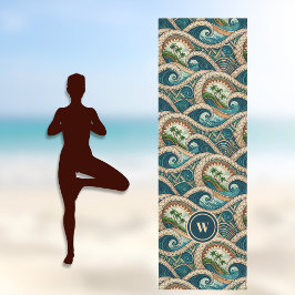 Tapete De Yoga Nome do Padrão de Ondas Tropicais Polinésias Palme