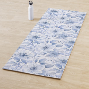 Tapete De Yoga Nome do padrão floral em aquarela azul moderna