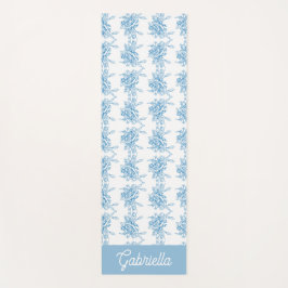 Tapete De Yoga Nome do padrão floral Toile Francesa Azul