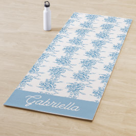 Tapete De Yoga Nome do padrão floral Toile Francesa Azul
