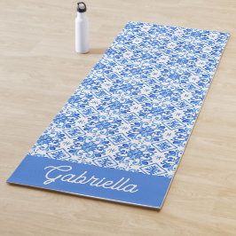 Tapete De Yoga Nome do Padrão Toile Francês Azul