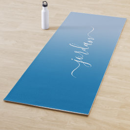 Tapete De Yoga Nome do Script Branco de Gradiente Azul do Céu Mín