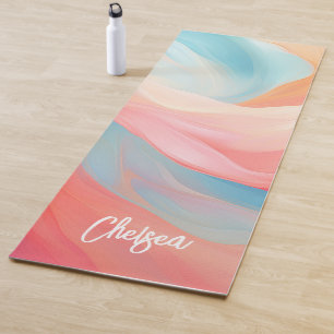 Tapete De Yoga Nome do Script de Caligrafia de Ondas Coloridas El
