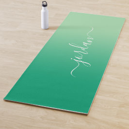 Tapete De Yoga Nome do Script de Gradiente Verde Mínimo Leve para