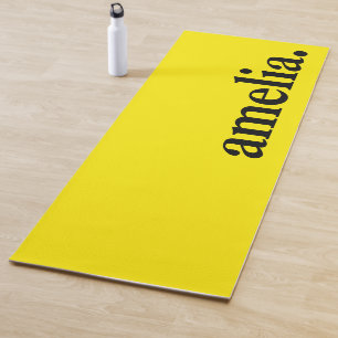 Tapete De Yoga Nome Elegante de Cor Sólida Canário Amarelo