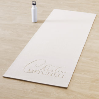 Tapete De Yoga Nome Feminino Script Marfim