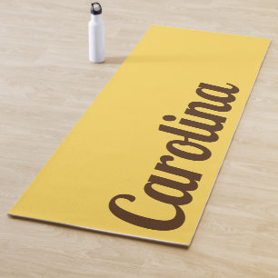 Tapete De Yoga Nome Moderno Amarelo de Mostarda Na moda Simples