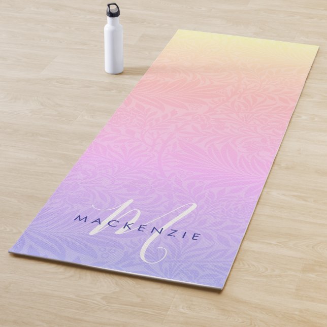 Tapete De Yoga Nome Monograma Botânico Arco-íris Boho (In Situ)