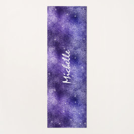 Tapete De Yoga Nome Monograma Brilhante Glamour Tendência Roxo 