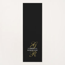 Nome Monograma Minimalista Preto Dourado Branco El