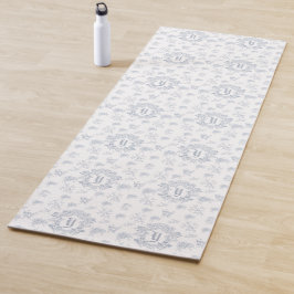 Tapete De Yoga Nome Monograma Repetitivo Toile Azul Vitoriano