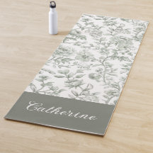 Nome Monograma Toile Vintage Floral Verde Salvia
