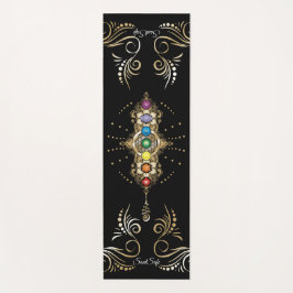Tapete De Yoga Nome personalizado Alinhado Dourado Chakra