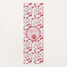 Tapete De Yoga Nome Personalizado Aquarela Flor de Cerejeira