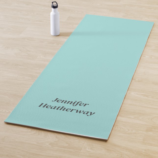 Tapete De Yoga Nome personalizado azul aqua minimalista (In Situ)
