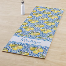 Nome Personalizado Azulejo Azul Mediterrâneo Limão