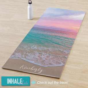 Tapete De Yoga Nome Personalizado Belo Sunset Beach
