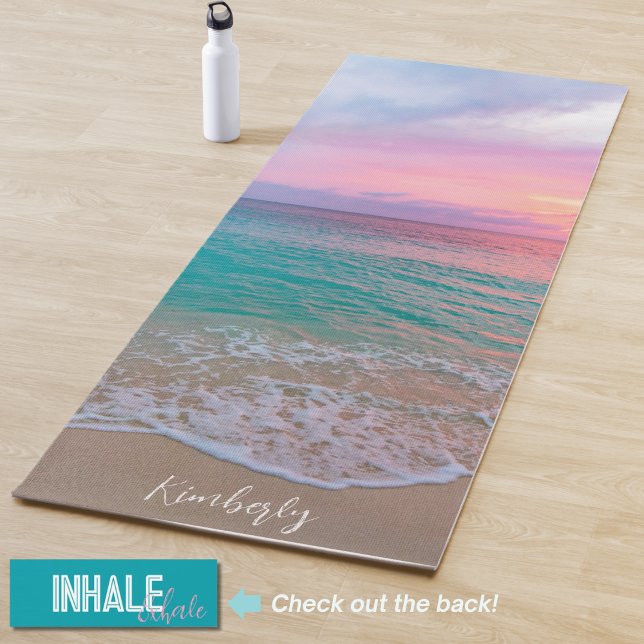 Tapete De Yoga Nome Personalizado Belo Sunset Beach (Criador carregado)