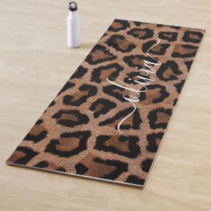 Tapete De Yoga Nome Personalizado com Estampa de Leopardo Manchad