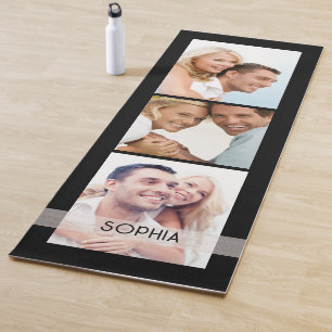 Tapete De Yoga Nome Personalizado da Colagem de Fotografias Moder
