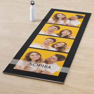 Tapete De Yoga Nome Personalizado da Colagem de Fotografias Moder