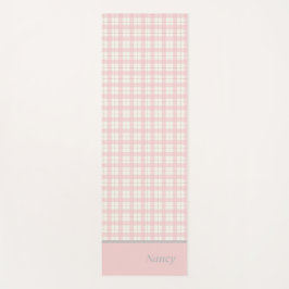 Tapete De Yoga Nome Personalizado de Xadrez Rosa Simples