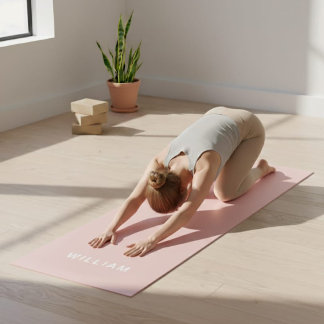 Tapete De Yoga Nome personalizado do monograma cor-de-rosa Yoga M