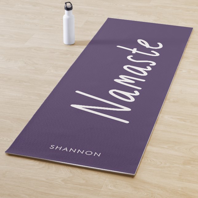 Tapete De Yoga Nome Personalizado do Namaste Roxo do Script Funci (In Situ)