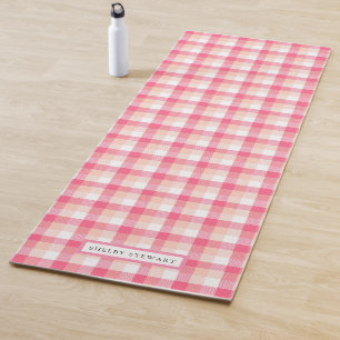 Tapete De Yoga Nome Personalizado do Padrão de Xadrez do Tartan