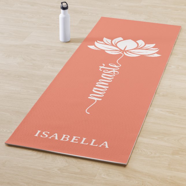 Tapete De Yoga Nome Personalizado do Salmão Moderno do Namaste Lo (In Situ)