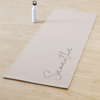 Tapete De Yoga Nome personalizado elegante bege claro