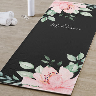 Tapete De Yoga Nome Personalizado Floral