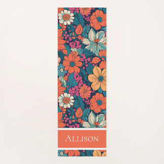 Tapete De Yoga Nome Personalizado Floral Escuro