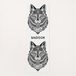 Tapete De Yoga Nome Personalizado Gato Ornamental