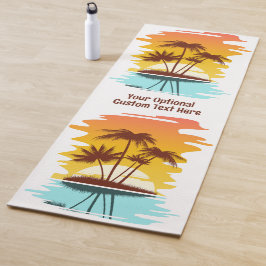 Tapete De Yoga Nome Personalizado Ilha Tropical Sunset