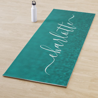 Tapete De Yoga Nome Personalizado Moderno Chic Caligrafia