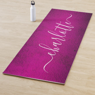 Tapete De Yoga Nome Personalizado Moderno Chic Caligrafia