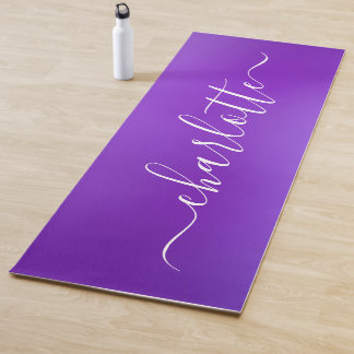 Tapete De Yoga Nome Personalizado Moderno Chic Caligrafia