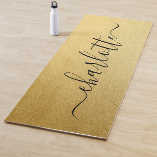 Tapete De Yoga Nome Personalizado Moderno Chic Caligrafia