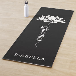 Tapete De Yoga Nome Personalizado Moderno Preto do Flor do Namast