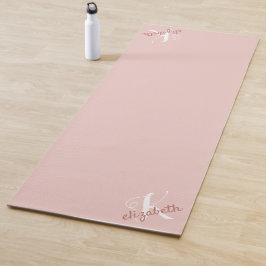 Tapete De Yoga Nome Personalizado Monograma Rosa Inicial
